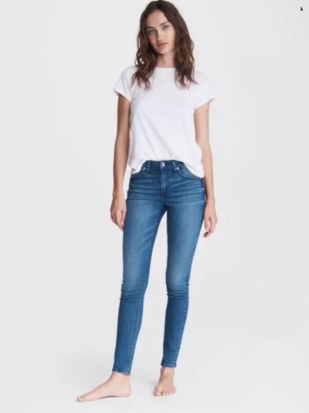 🤎 Rag & Bone Cate Mid-Rise Skinny Blue Denim Jeans - 0 / 25 - Picture 1 of 9